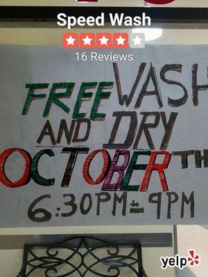 Community Free Wash & Dry on October 11th 6:30pm to 9pm