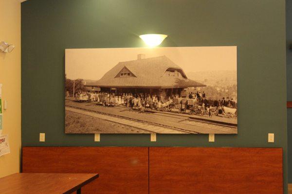 Art Tile installed by Neva Noise at the Dalton Senior Center. Original Dalton Depot turn of the century photo credit S.S. Wheeler.