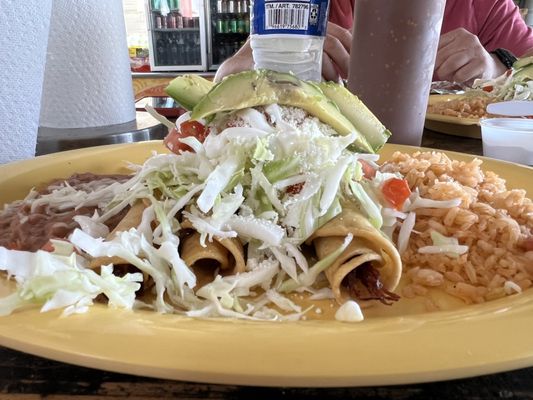 Flauta plate - add the green salsa for a great taste and a little kick or the red salsa for more heat. I like to combine both!