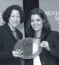 Jill Cadre, Esq. with the Honorable Sonia M. Sotomayor, Supreme Court Justice of the United States, presenting the "Most Influential Latina