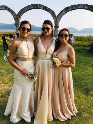 The bridesmaid's dress on the right was purchased at Jenny and Gloria's!