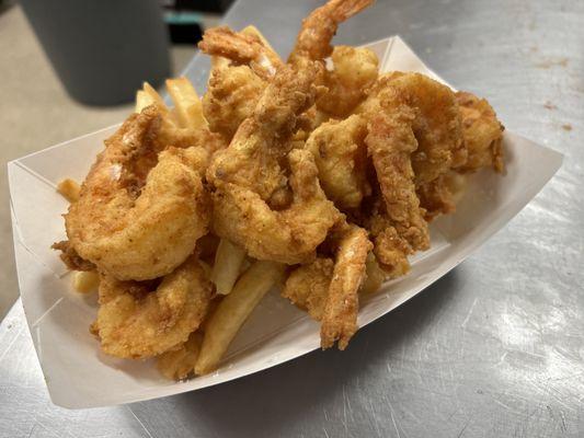 Golden Fried Shrimp and fries