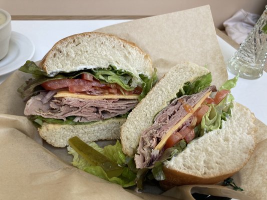 Roast beef on a house made baguette. Yum!