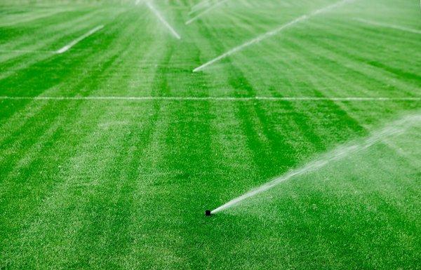 Sprinkler system for soccer field.