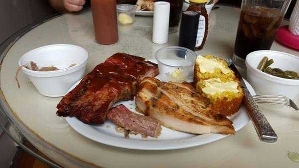 Rib and chicken special.  Down home southern BBQ, sauce not too sweet.