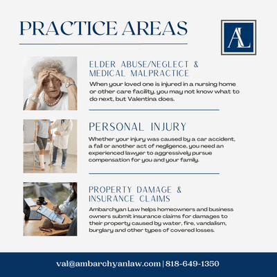 Ambarchyan Law's practice areas.  Call today for a free, no obligation consultation.