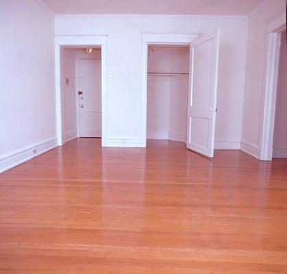 Living Room: entrance to apt and large closet