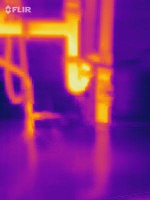 Thermal imaging of shower pan and drain system for shower.