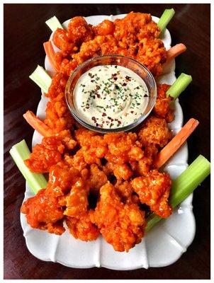 Cauliflower  Hot "Wings" with Vegan Ranch Dip