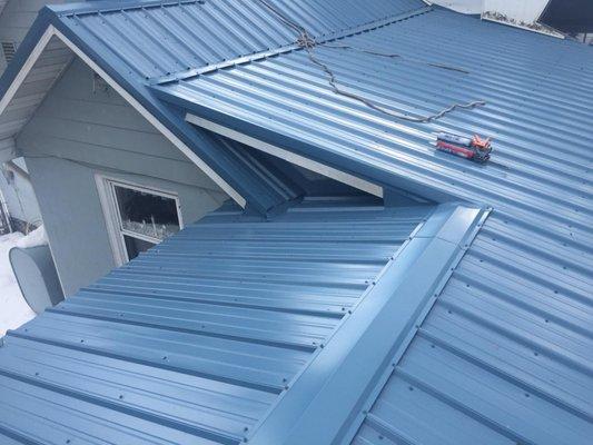 Complicated metal roof install completed by Premier.