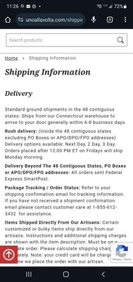 Shipping guidelines from the company