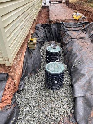 Drainage pump install, foundation repair