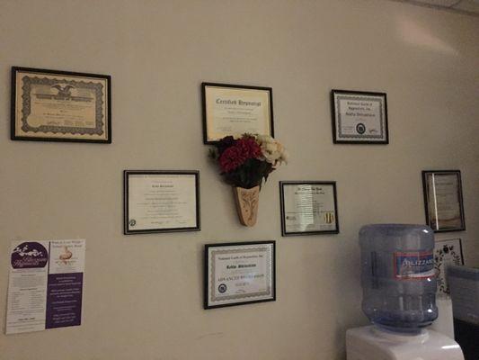 A display of my certificates