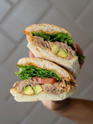 Our La Familia Sandwich is made with pork loin on a toasted roll with chipotle mayonnaise, lettuce, tomatoes & avocado slices.