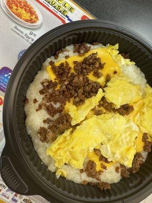 Sausage egg & cheese grit bowl