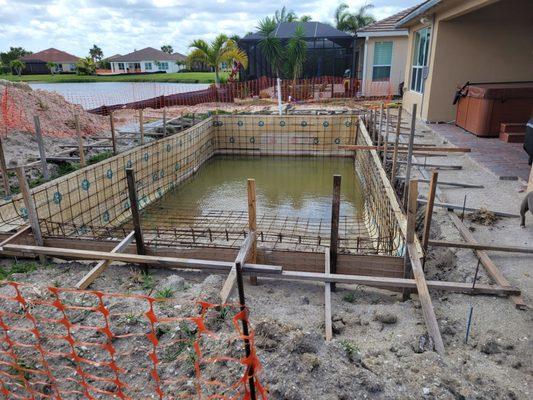 Unfinished pool by Pro pool builders