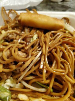 Chicken chow mein and egg roll