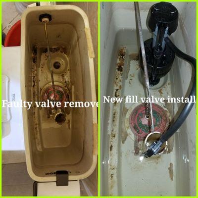 Replaced leaking fill valve in toilet