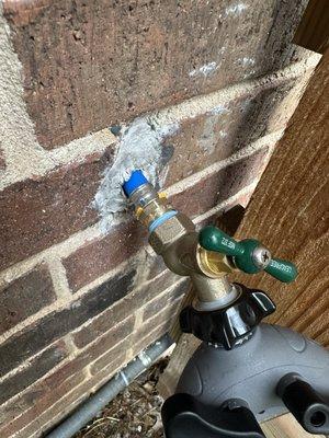 Spigot left hanging from wall by the PEX. nice