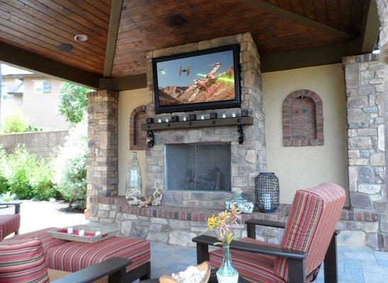 Outdoor TV and Surround Sound System.