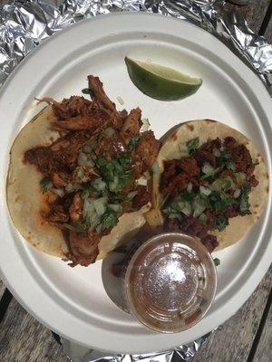 Al Pastor and Chicken Tinga taco