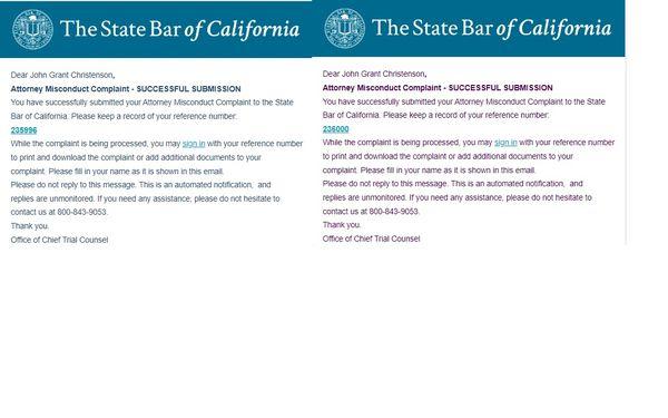 Formal lodged complaints to the CA BAR against them. 8/28/2024