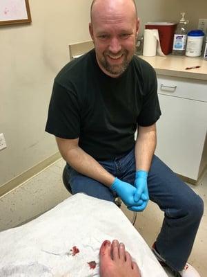 Dr. Weaver after removing my ingrown toenail.  He is amazing.