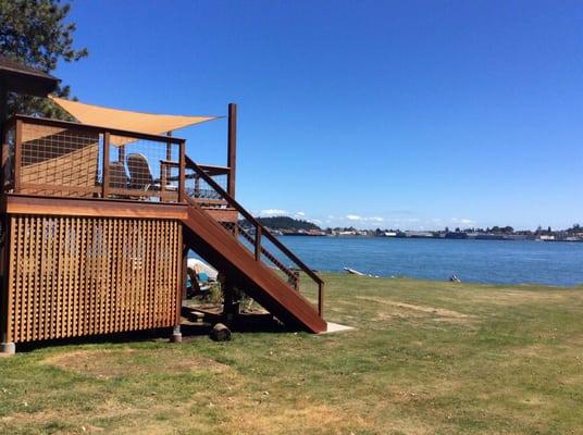 Lattice made on sight, stairs to beach.