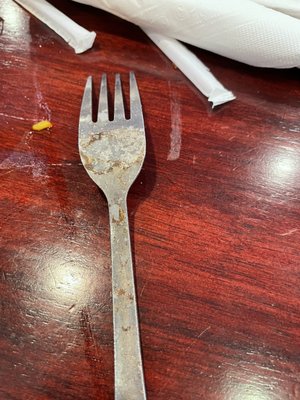 Dirty fork as it came out