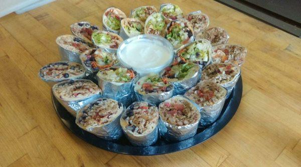 Burrito platters are great for meetings or any occasion.