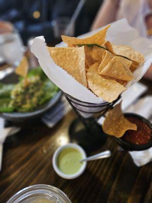 Guac and chips with salsa