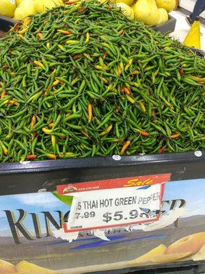 Hot Thai green peppers $5.99. Too high