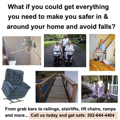 If you or a loved one has difficulty getting up and down the stairs, call us to install a stair lift (inside or outside)...