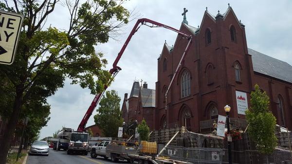 Pouring the first of the new walls at Historic St. Mary's Church in Lancaster PA.