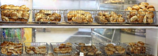 A full array of delicious bagels.  Baked fresh daily!