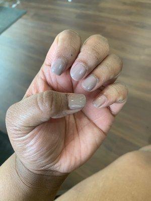 Dipped painted nude nails done by male owner. LOVE!