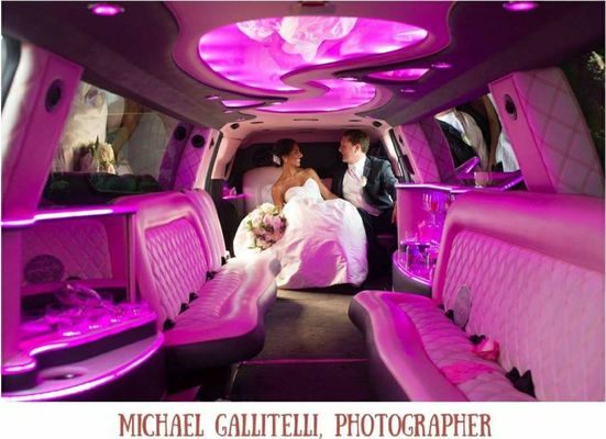 Interior of our 20 passenger Pink Cadillac Escalade Limousine!!