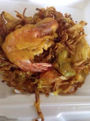 Ukoy, it's a deep fried veggies with a huge shrimp