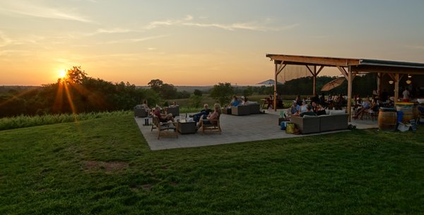 Windridge's solar pavilion during a beautiful golden hour