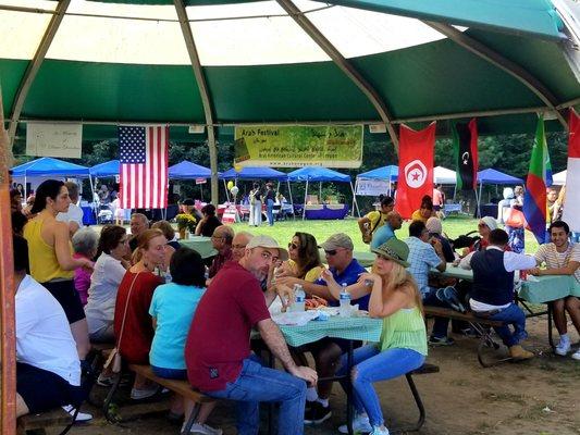 Tables under tent