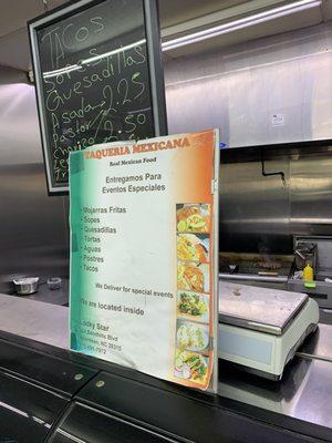 Tacos, Sopes, and Quesadillas Menu