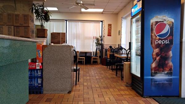 The dining room... Not shown is the chest freezer to the left of that leftmost chair...