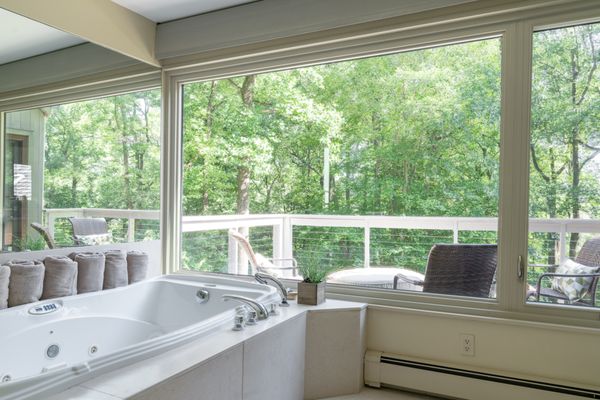 Large picture window with casement installed in master bath in Newtown PA