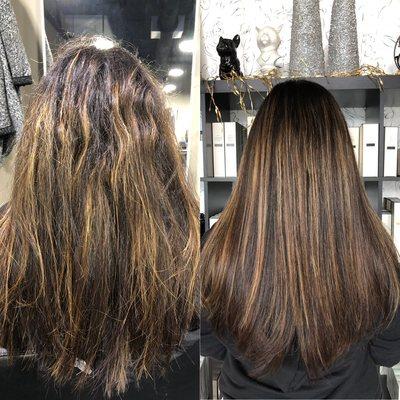 Keratin treatment before and after