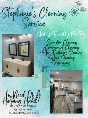 Hello, IN NEED OF A HELPING HAND ? I do home cleanings all over indianapolis,contact me today!