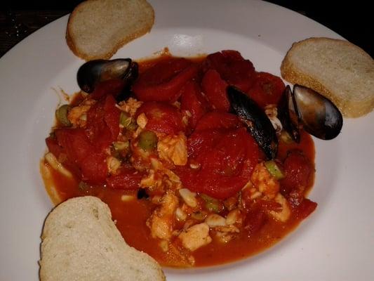 Seafood stew. Half portion. $14.