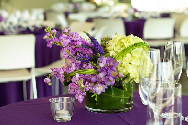 Gorgeous tabletop blooms at this wedding at Olympic Sculpture Park.