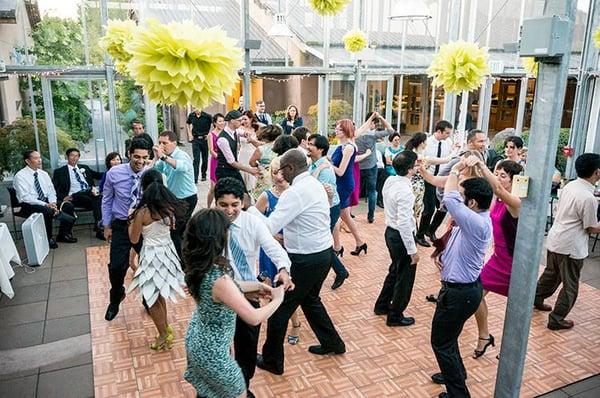 Wedding dancing in Merrill Commons (greenhouse).  Great natural light.  Doesn't come w/ dance floor - brought our own.