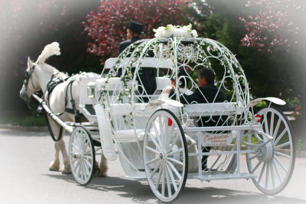 Our Cinderella Carriage with our bride and groom