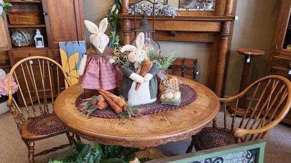 Gorgeous dining room or kitchen furniture throughout. Sweet Easter Display.